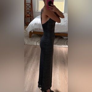 Princess Polly Metallic Grey Maxi Dress Size 4 LIKE NEW